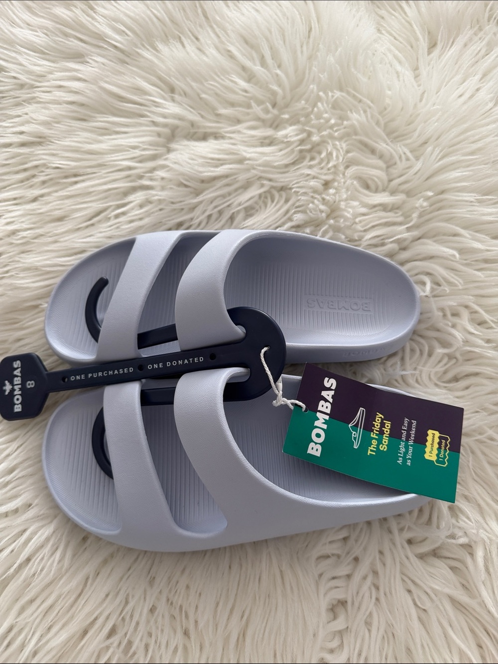 Bombas Women’s Light Gray -Lilac Double-Strap Slide Sandals size 8 brand new